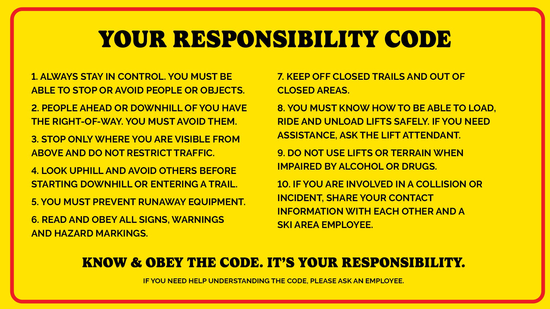 Responsibility Code flyer